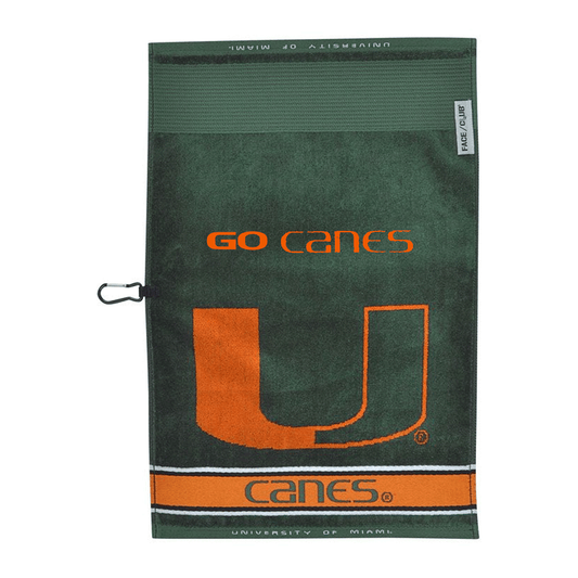 WinCraft Miami Hurricanes Green Go Canes 16" x 24" Face/Club Jacquard Towel - Front View