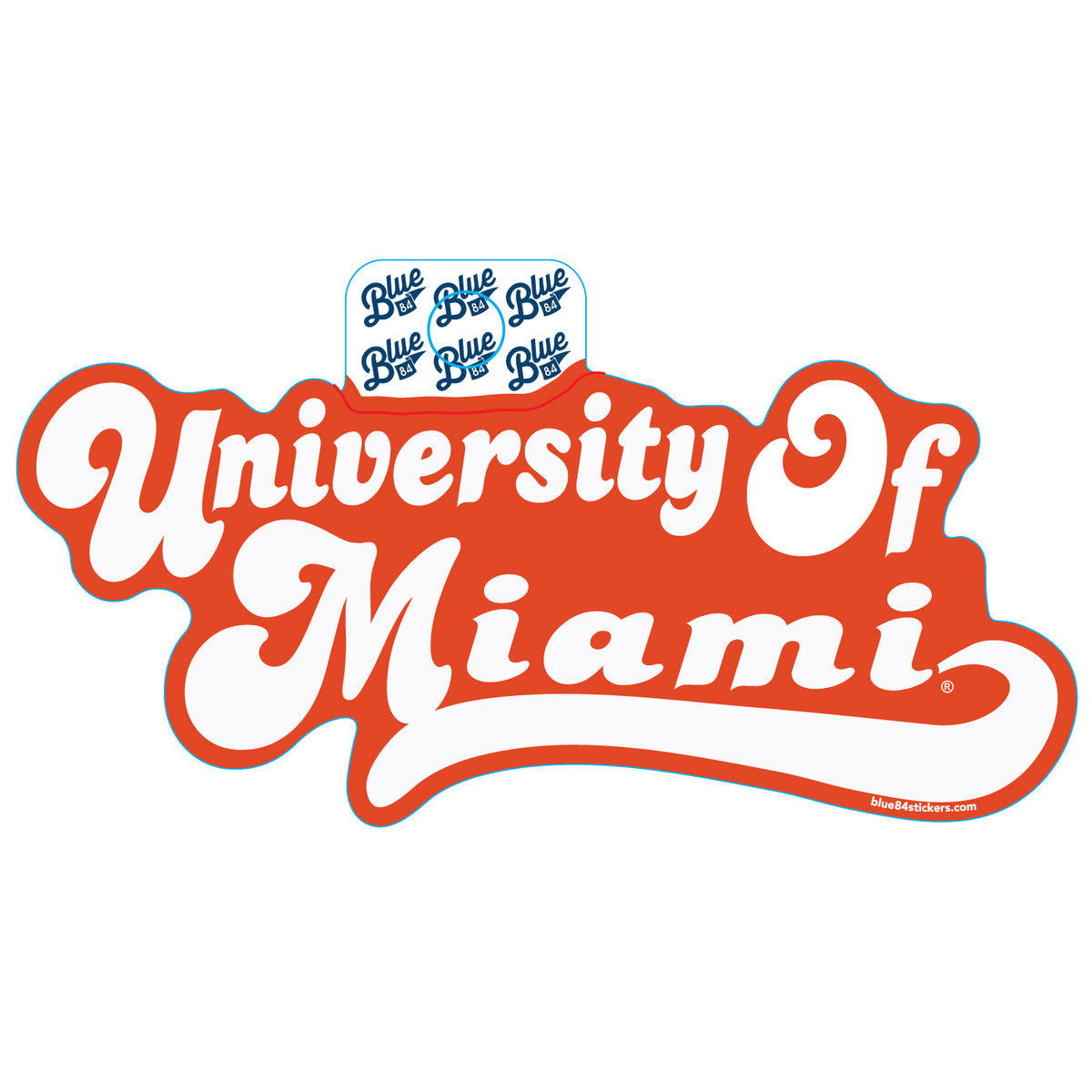 Blue 84 Miami Hurricanes Orange Groovy University of Miami Sticker