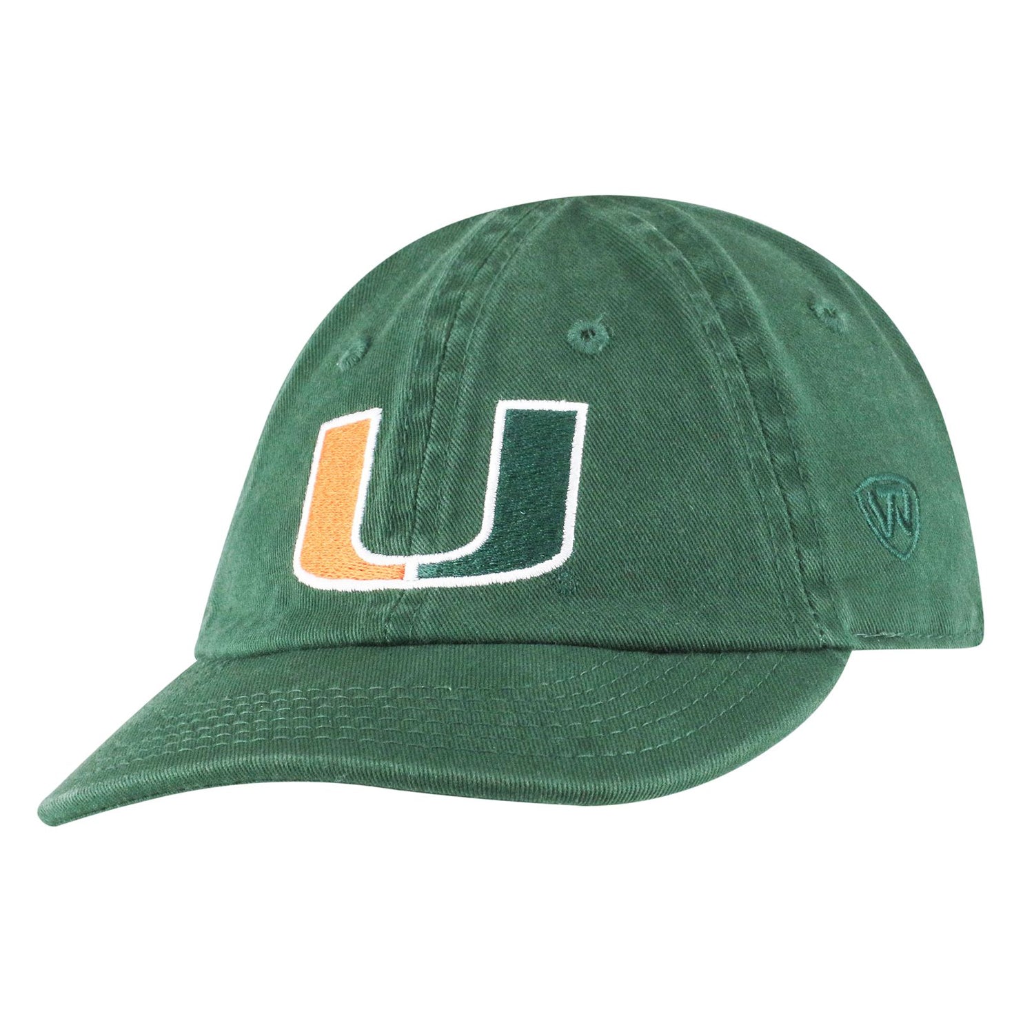 Top of the World Miami Hurricanes Infant Green Lil' Cane U logo Hat - Left Angled View