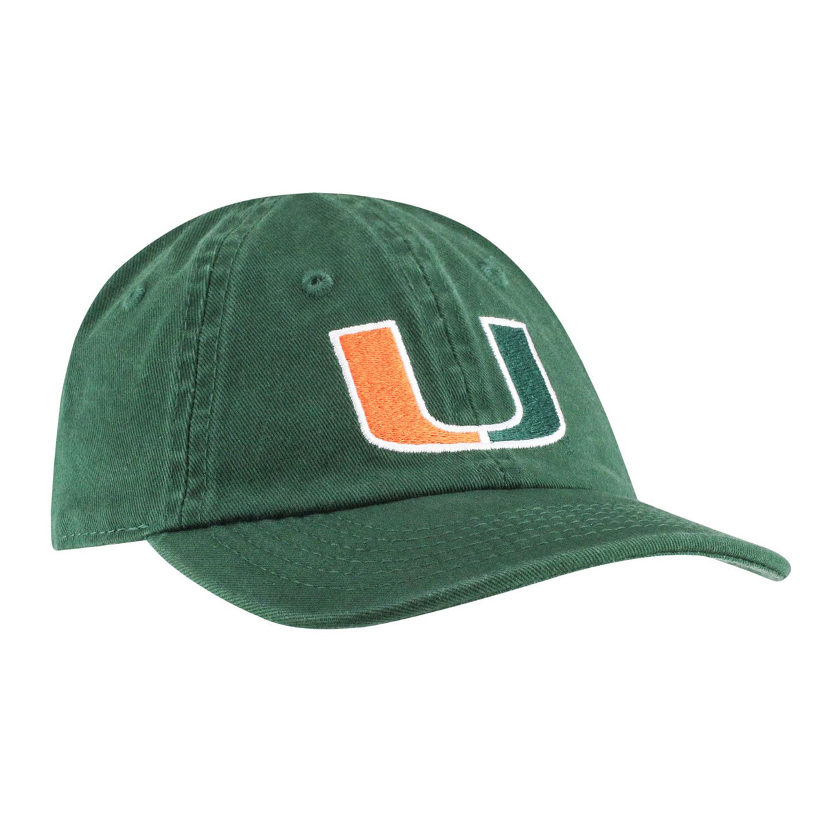 Top of the World Miami Hurricanes Infant Green Lil&#39; Cane U logo Hat - Right Angled View