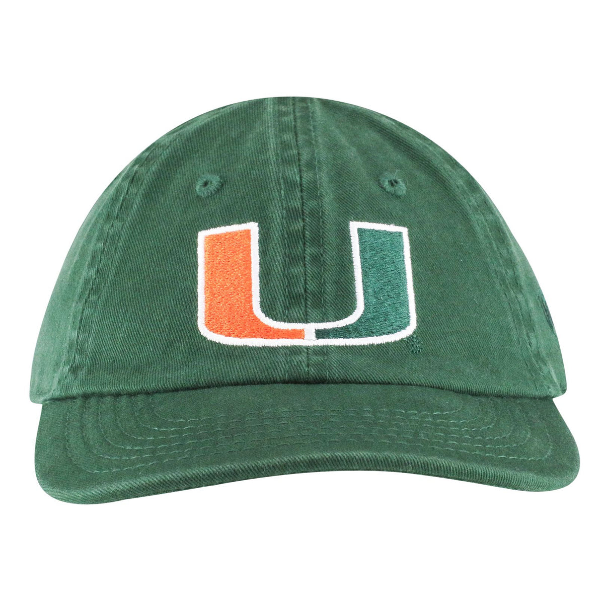 Top of the World Miami Hurricanes Infant Green Lil&#39; Cane U logo Hat - Front View