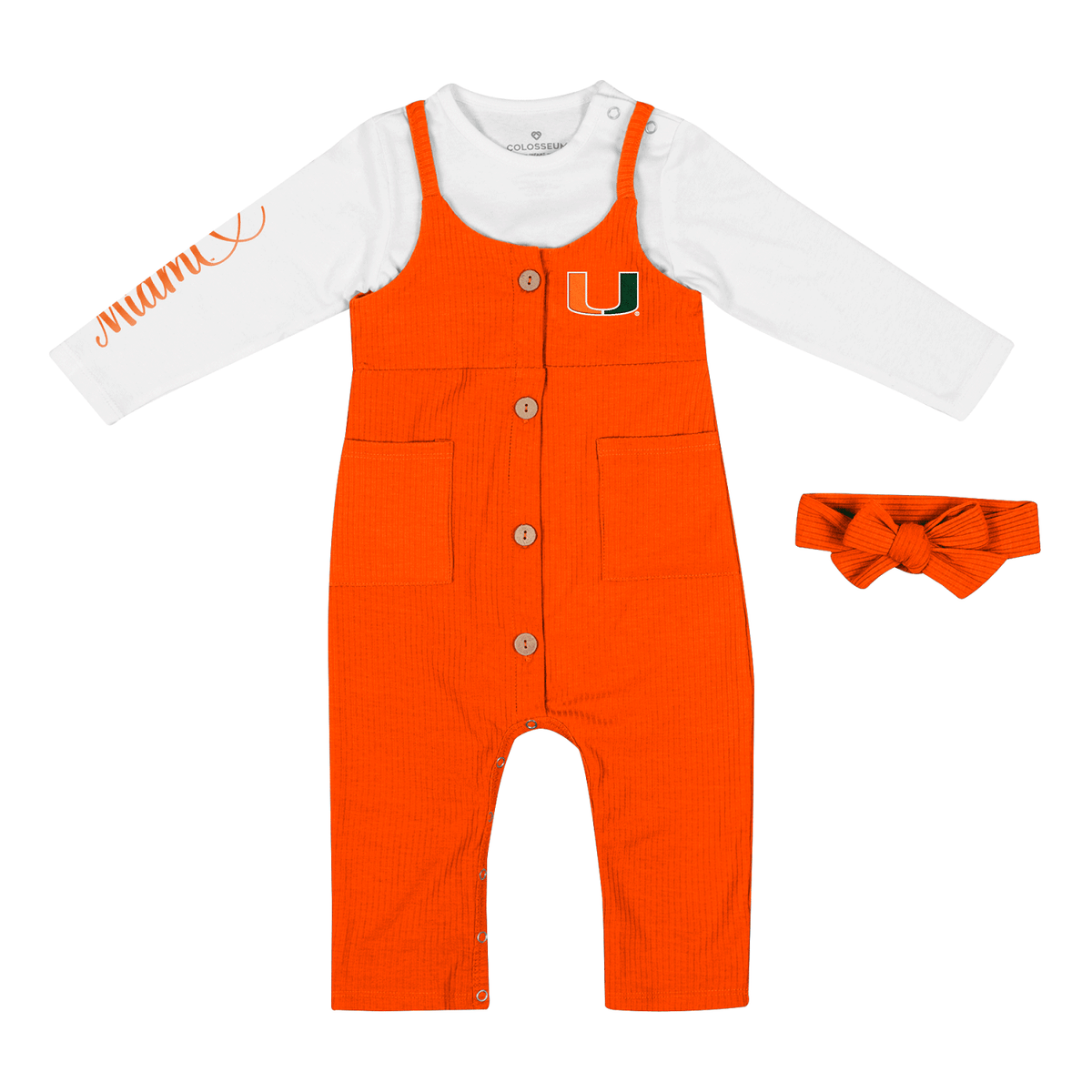 Colosseum Miami Hurricanes Infant Orange Walking Romper  Onesie Set