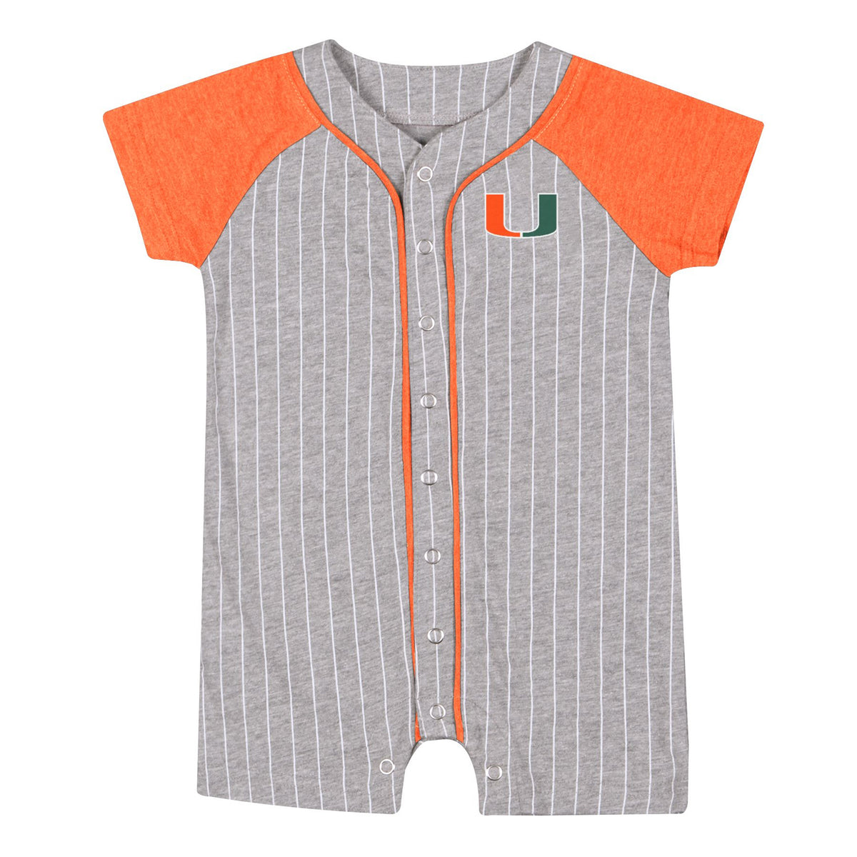 Colosseum Miami Hurricanes Infant Grey Pinstripe U Logo Onesie