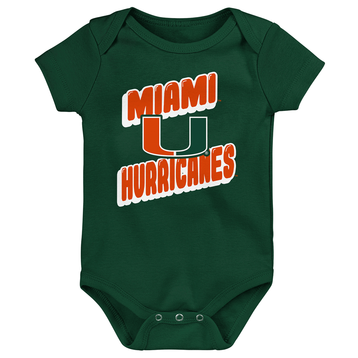 Outerstuff Miami Hurricanes Infant 3 Piece Onesie Set - Green View