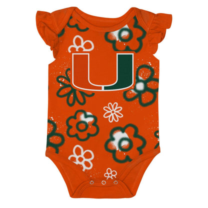 Outerstuff Miami Hurricanes Green and Orange Infant Groovy 2-Pack Onesies Set