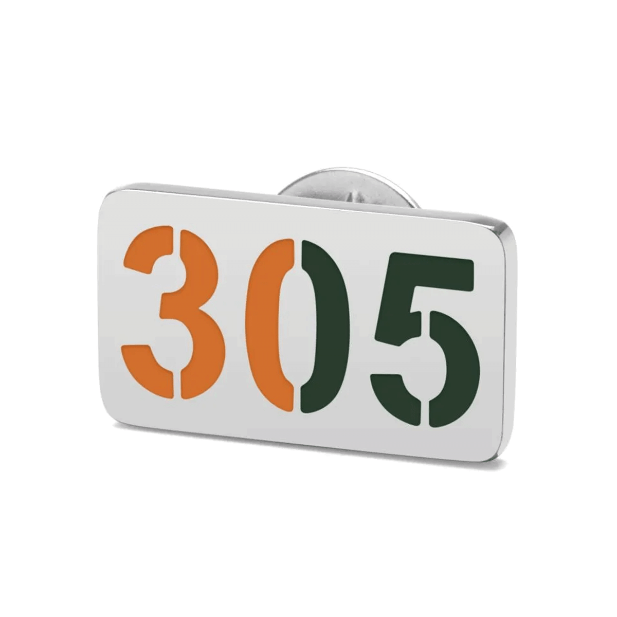 FanDrip Miami Hurricanes Orange and Green 305 Stainless Steel Lapel Pin