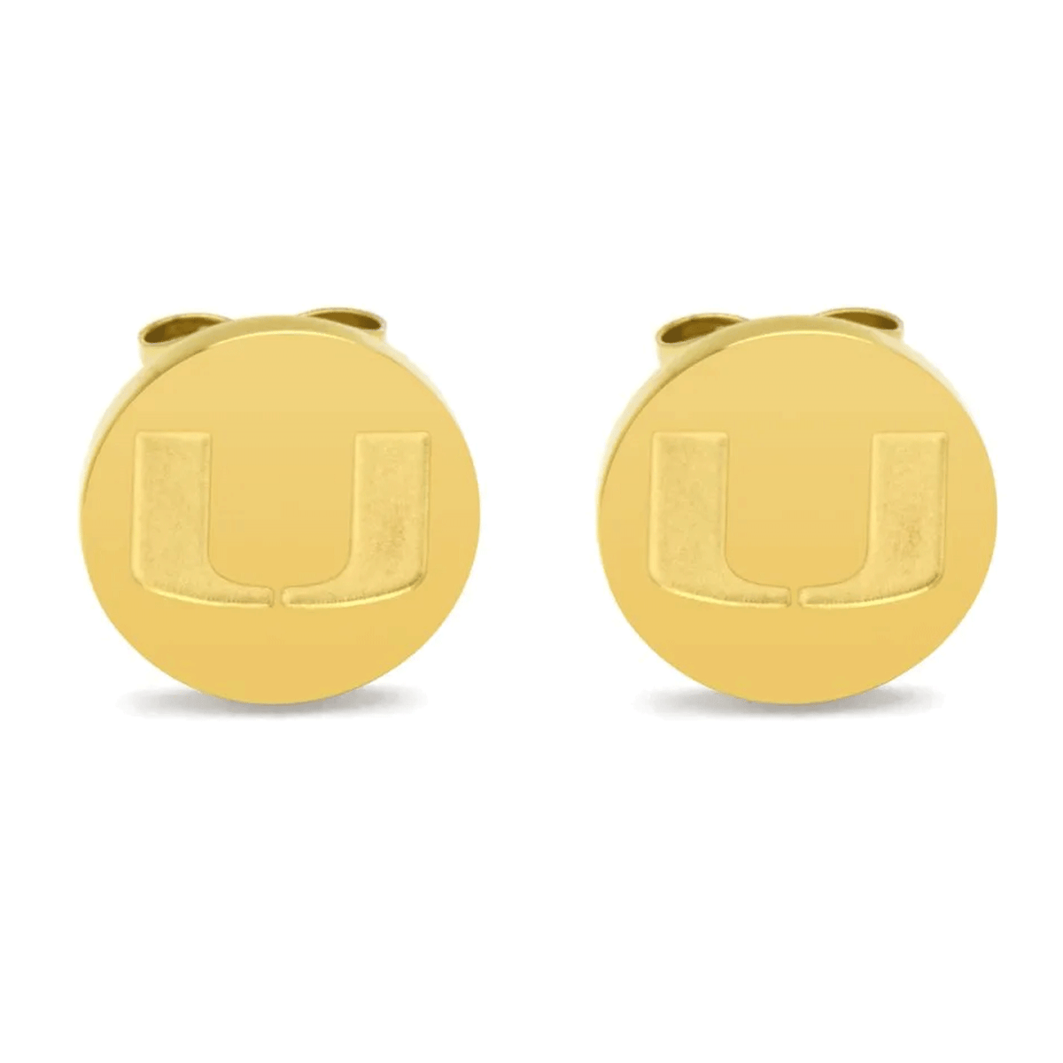 FanDrip Miami Hurricanes &#39;Gold&#39; U Logo Stainless Steel Earrings