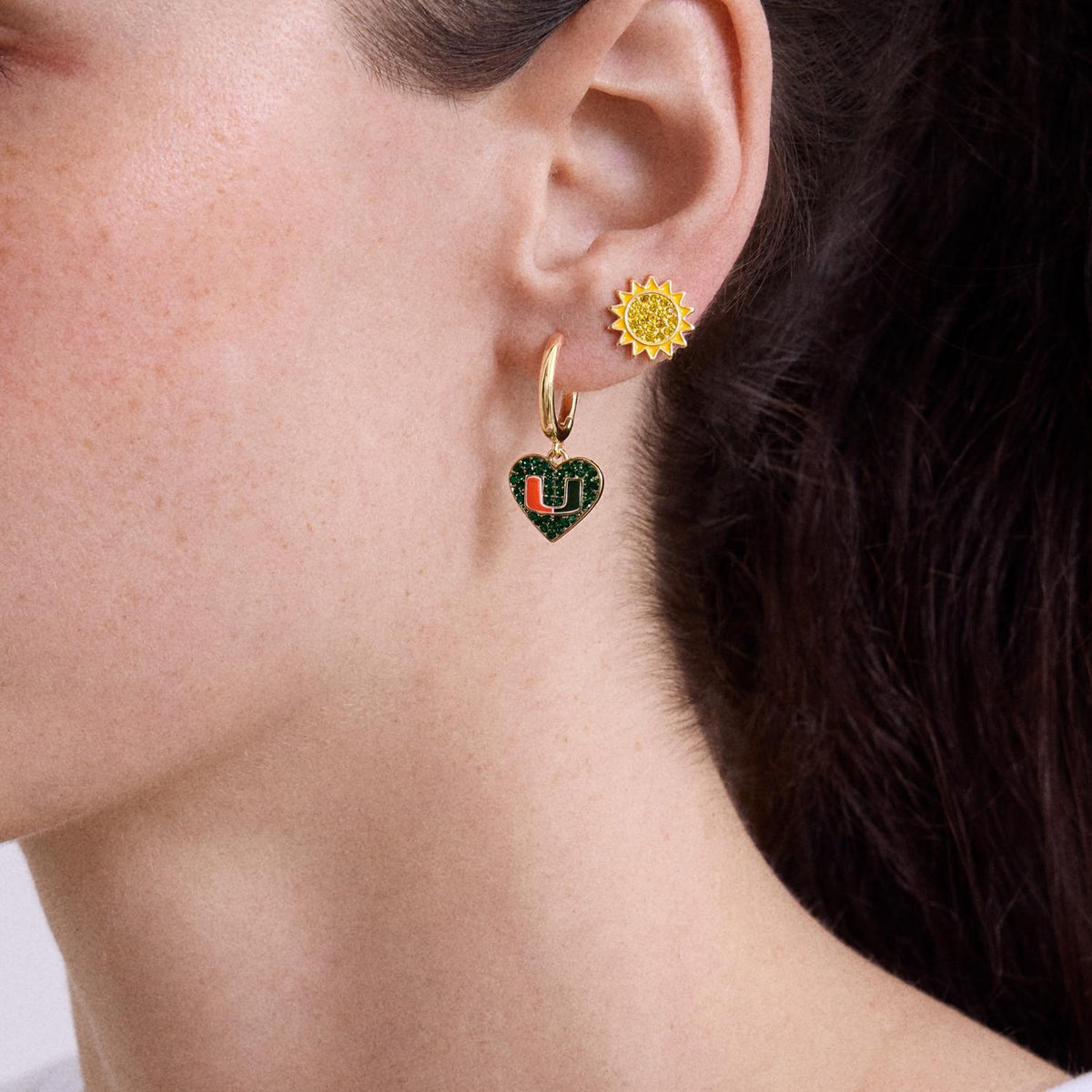 BaubleBar Miami Hurricanes Gold Sunshine Earring Set