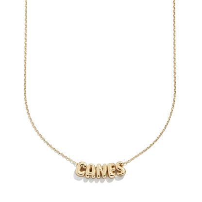 BaubleBar Miami Hurricanes Gold "CANES" Charm Necklace