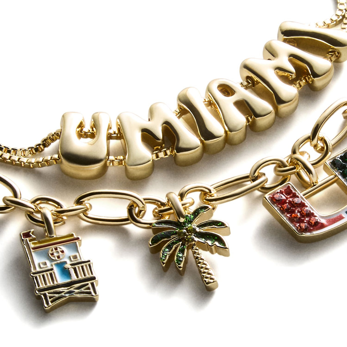 BaubleBar Miami Hurricanes Orange and Green Two-Piece Charm Bracelet