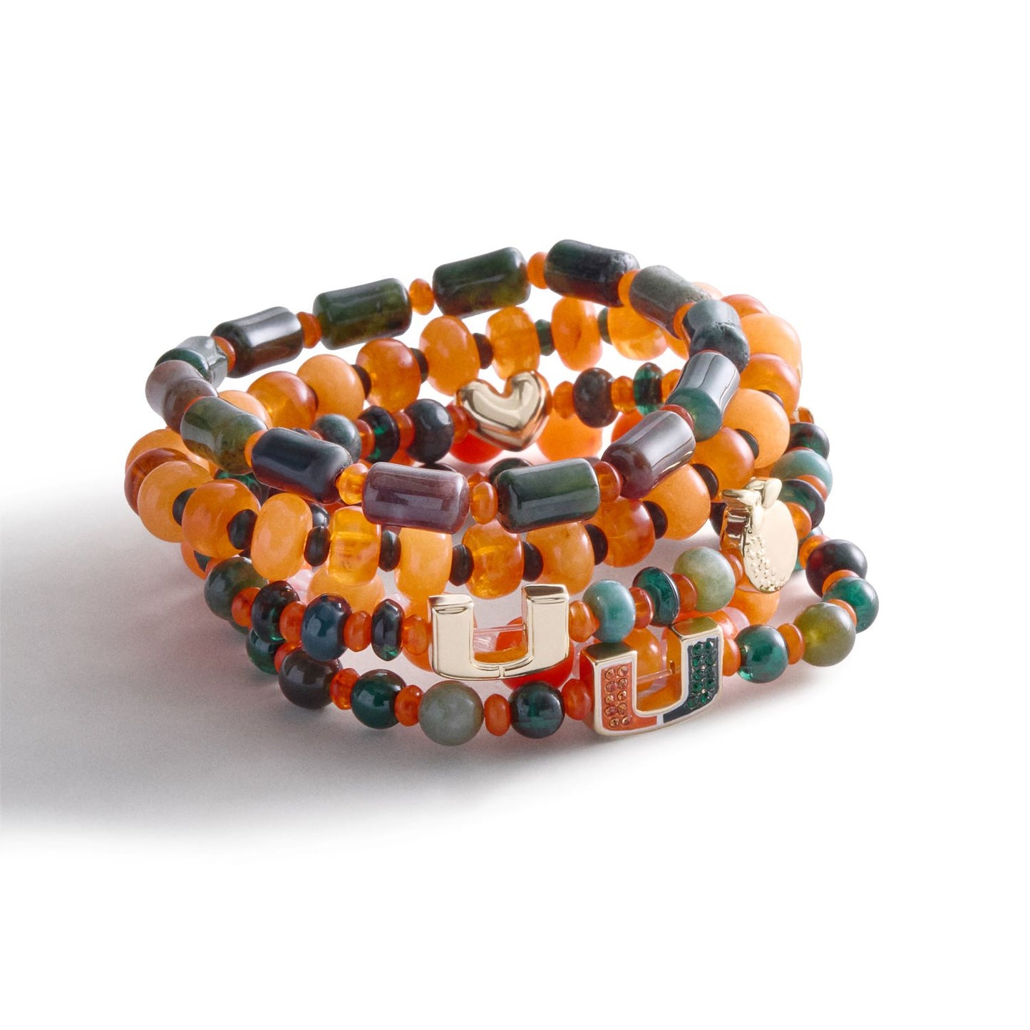 BaubleBar Miami Hurricanes Orange Beaded Stretch Bracelet Set