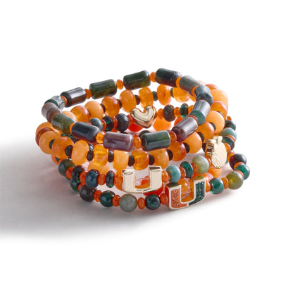 BaubleBar Miami Hurricanes Orange Beaded Stretch Bracelet Set
