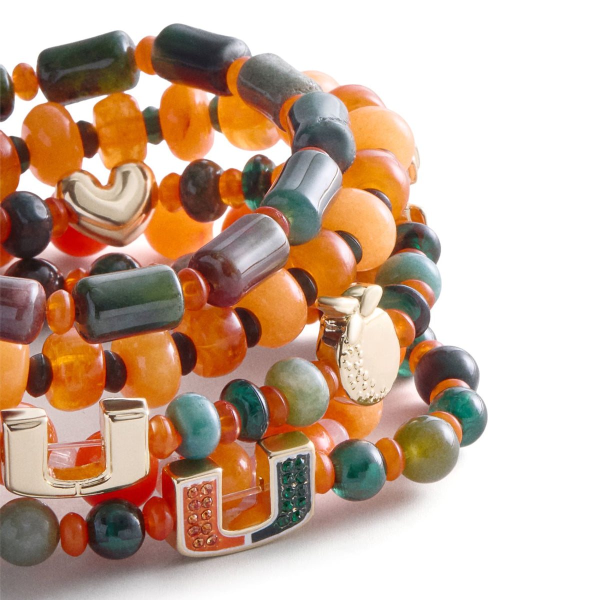 BaubleBar Miami Hurricanes Orange Beaded Stretch Bracelet Set