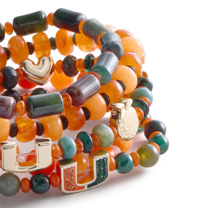 BaubleBar Miami Hurricanes Orange Beaded Stretch Bracelet Set