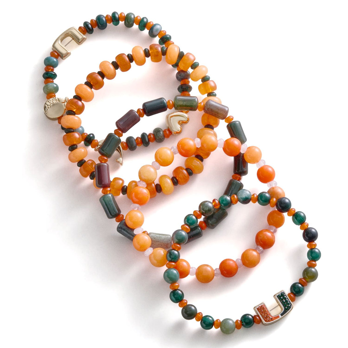 BaubleBar Miami Hurricanes Orange Beaded Stretch Bracelet Set