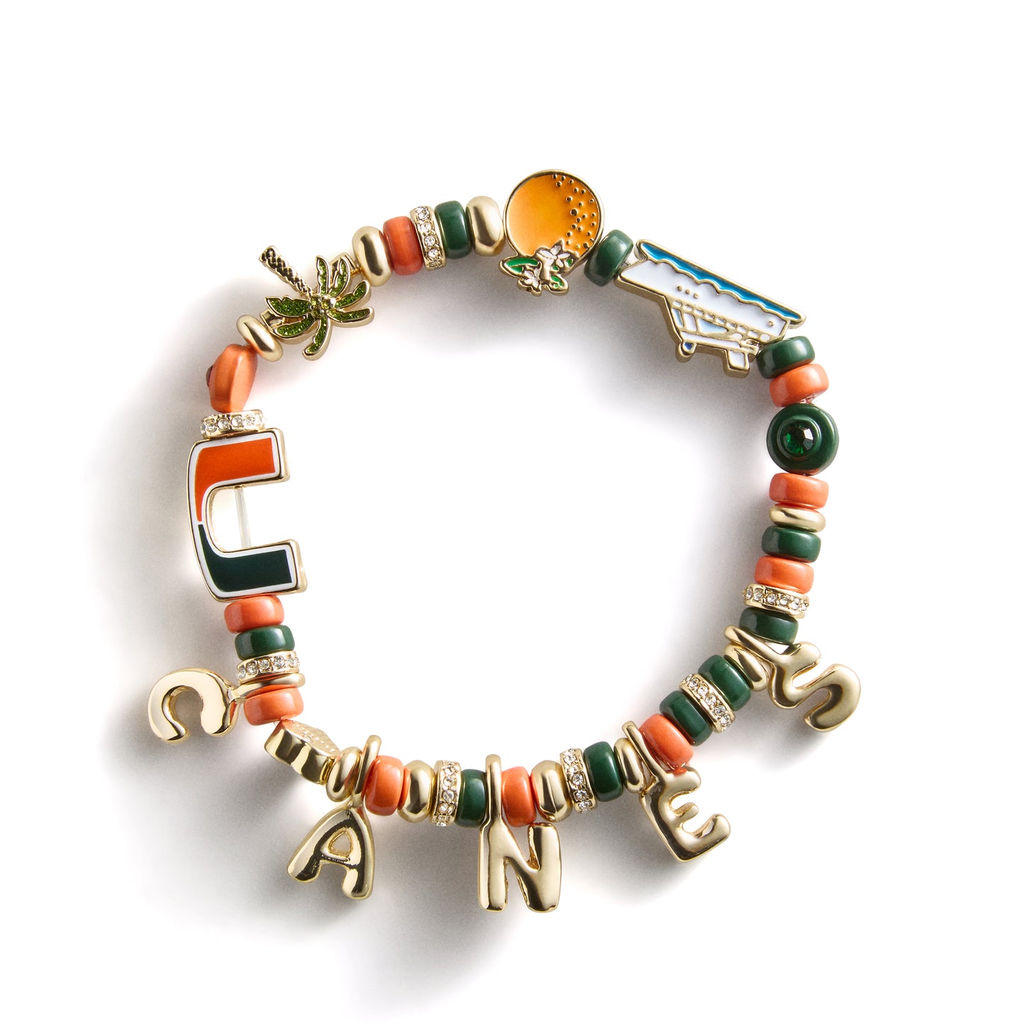 BaubleBar Miami Hurricanes Orange and Green Miami Bracelet