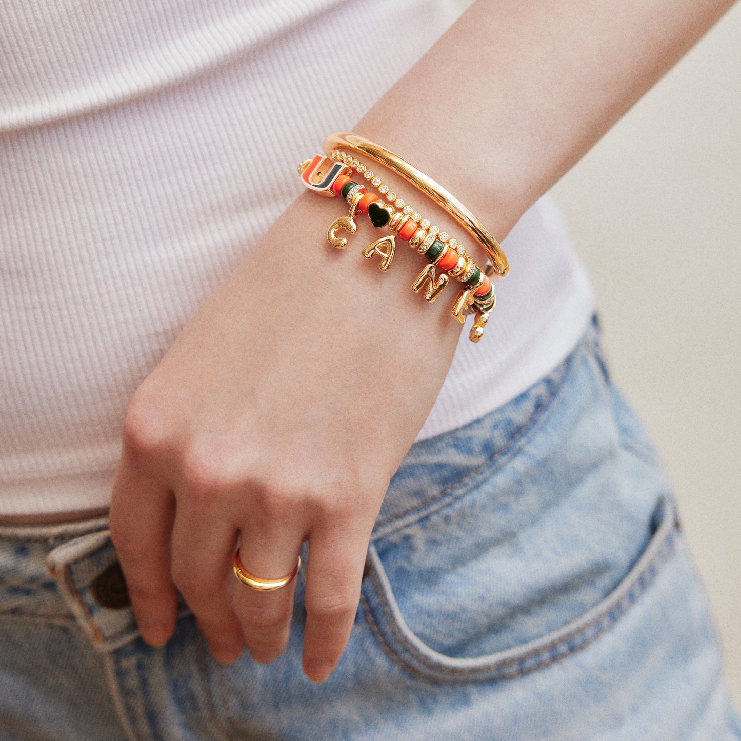 BaubleBar Miami Hurricanes Orange and Green Miami Bracelet