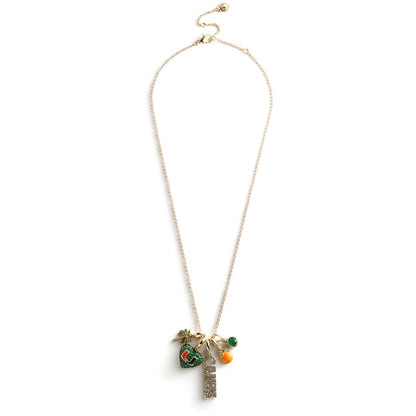 BaubleBar Miami Hurricanes Orange and Green Five-Charm Necklace