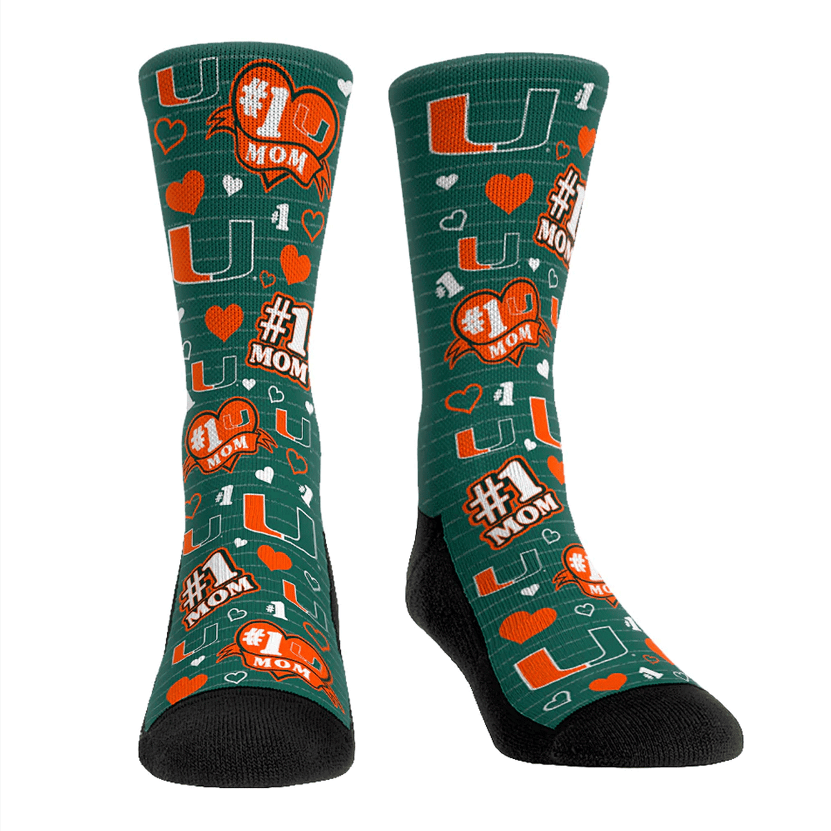 Rock &#39;Em Socks Miami Hurricanes Women&#39;s #1 Mom Crew Socks