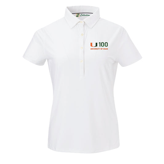Full Turn Miami Hurricanes Women's White U100 Performance Polo