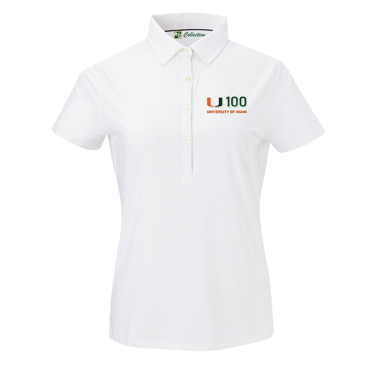 Full Turn Miami Hurricanes Women&#39;s White U100 Performance Polo
