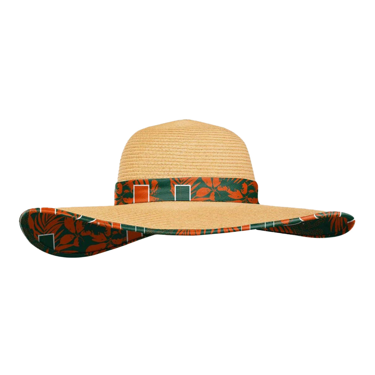 FOCO Miami Hurricanes Women&#39;s Floral Straw Hat - Main View