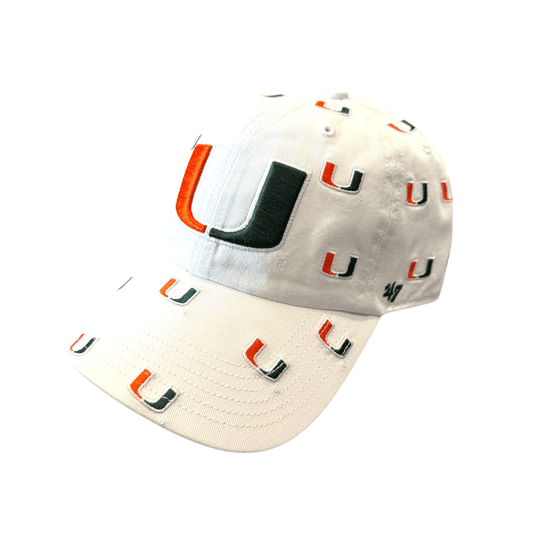 '47 Brand Miami Hurricanes Women's White Adjustable Clean UP U Confetti Hat
