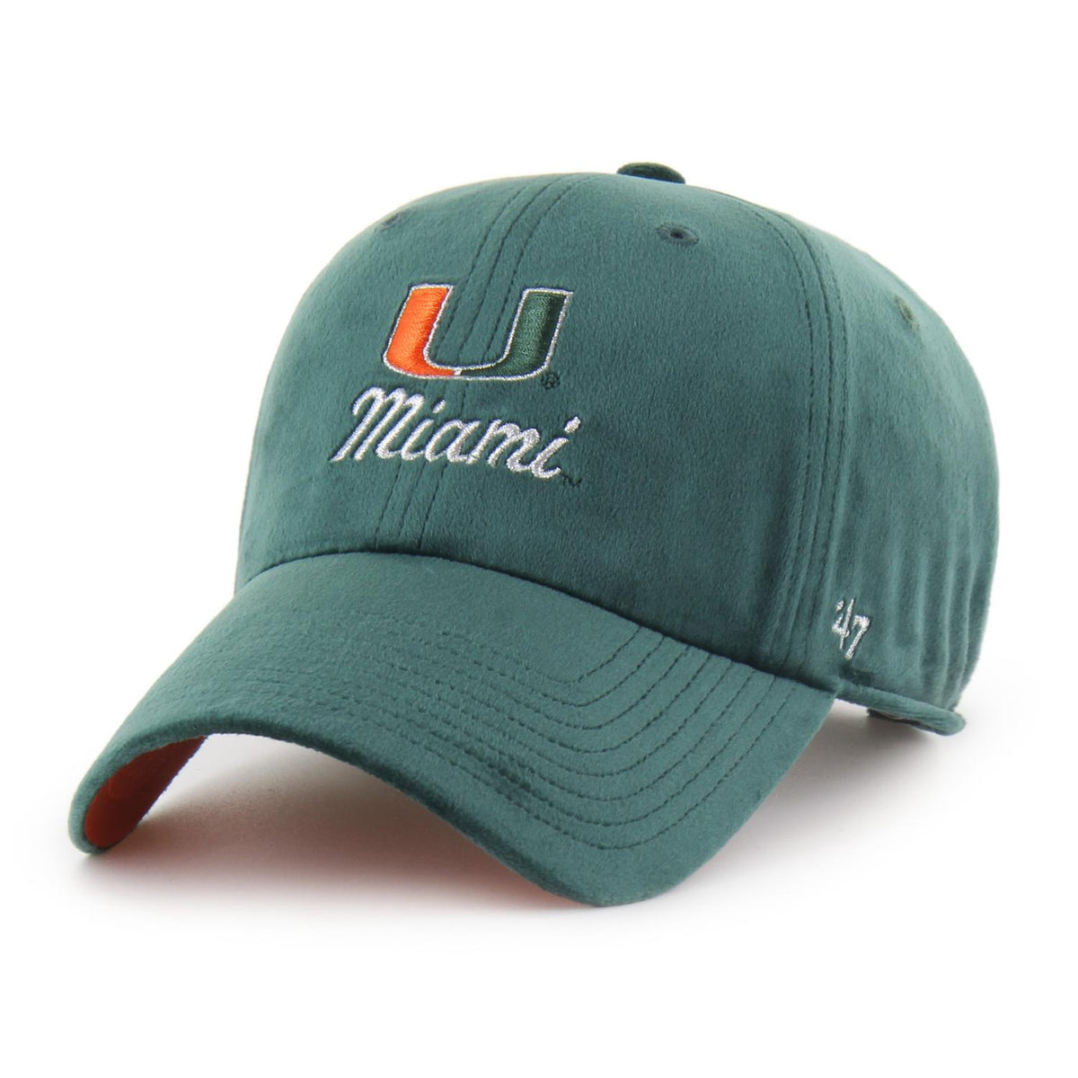&#39;47 Brand Miami Hurricanes Women&#39;s Green Velour Miami Adjustable Hat