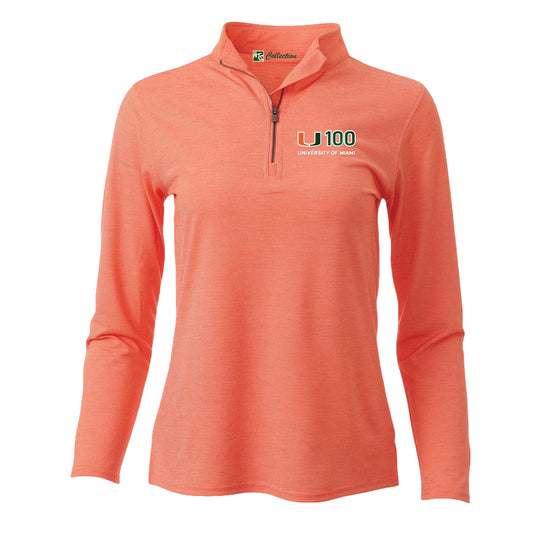 Full Turn Miami Hurricanes Women's Orange U100 1/4 Zip Jacket