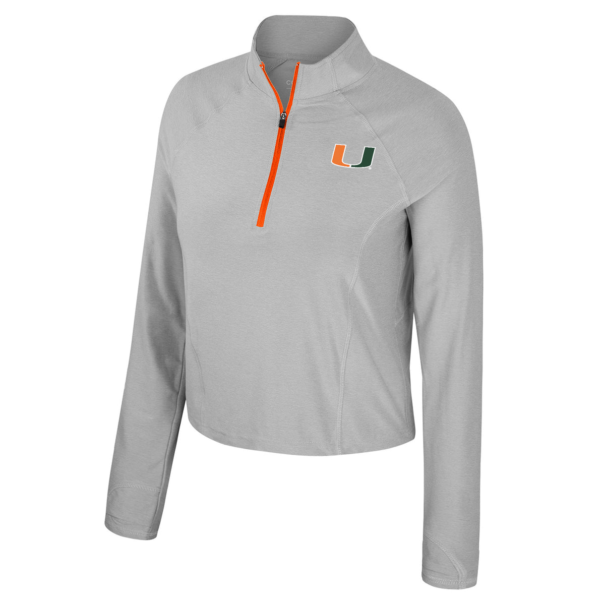 Colosseum Miami Hurricanes Women&#39;s Grey 1/4 Zip Jacket