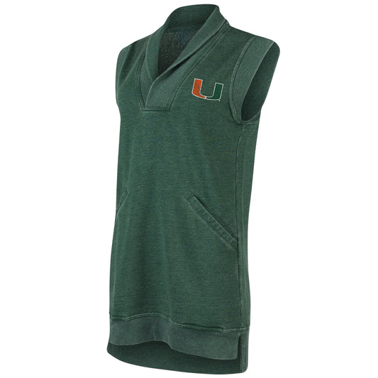 Concept Sports Miami Hurricanes Women's Green Sleeveless Sweatshirt Tunic Dress