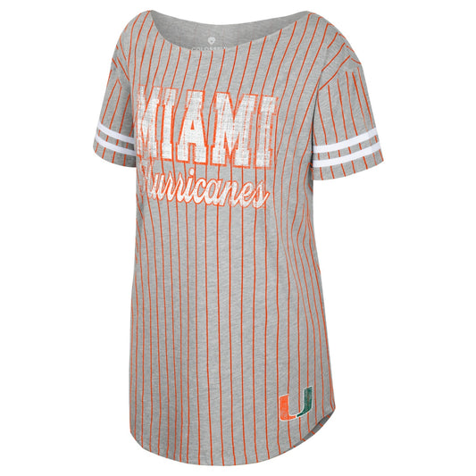 Colosseum Miami Hurricanes Women's Grey Pinstripe Dress