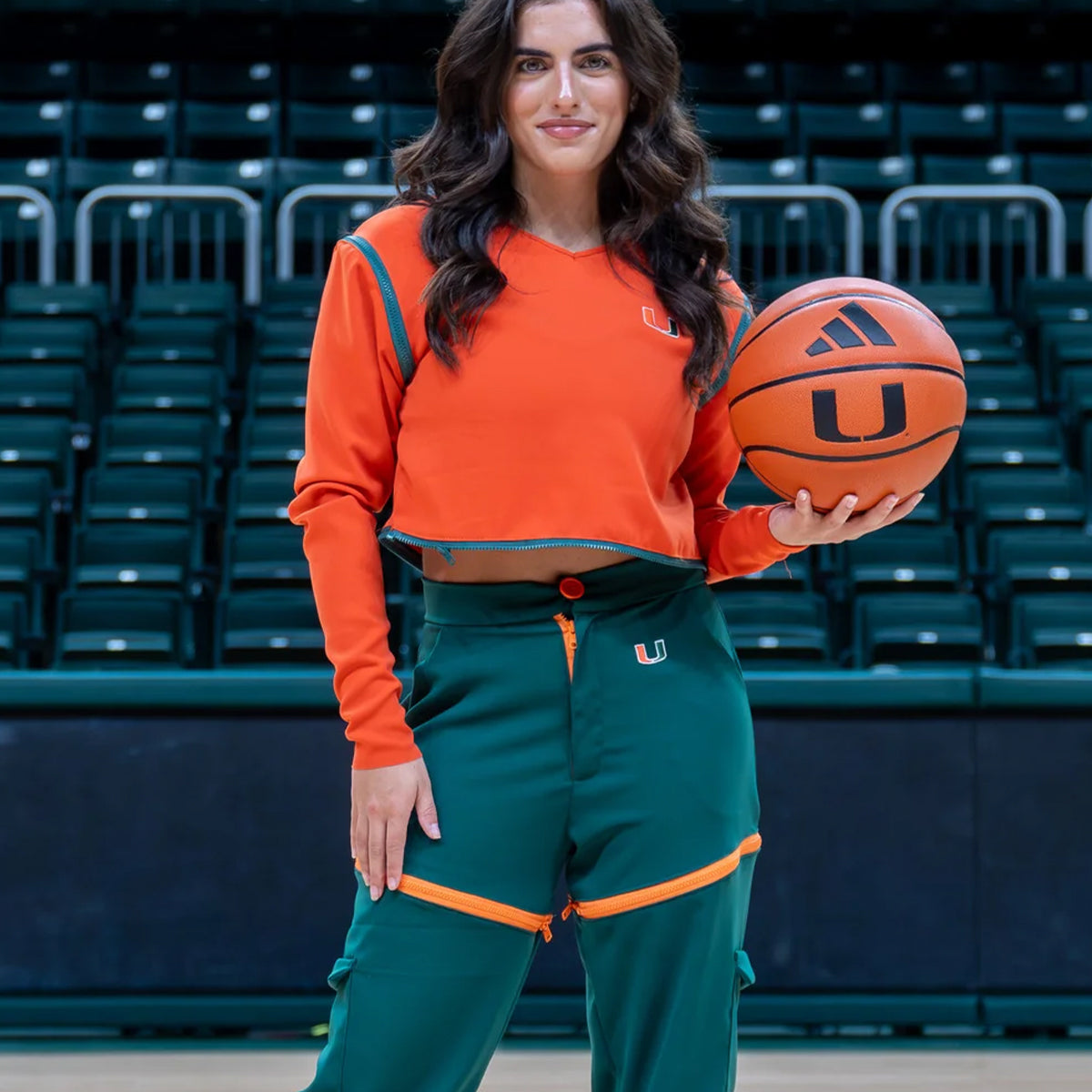 Radmila Lolly University of Miami Women&#39;s Green Zippered Pants - Alternate Main View