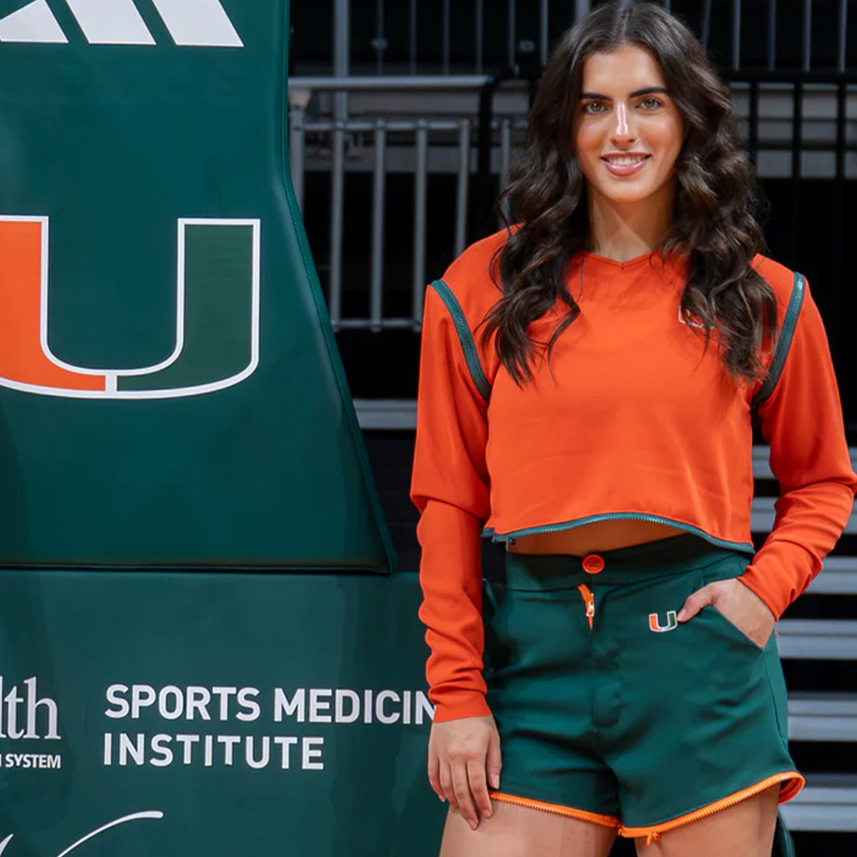 Radmila Lolly University of Miami Women's Green Zippered Pants - Short View