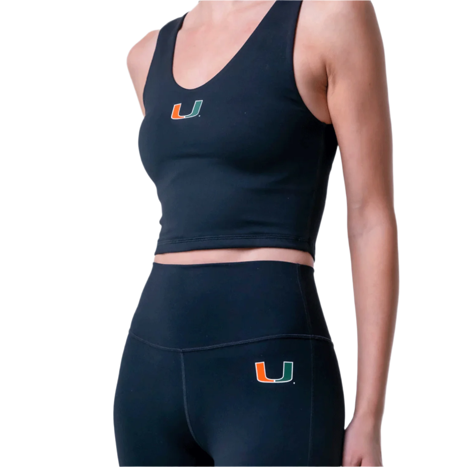 ESTABLISHED & CO. Miami Hurricanes Women's Black Campus Rec Flare Leggings - Detail View