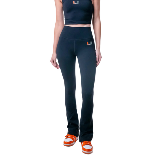 ESTABLISHED & CO. Miami Hurricanes Women's Black Campus Rec Flare Leggings - Main View