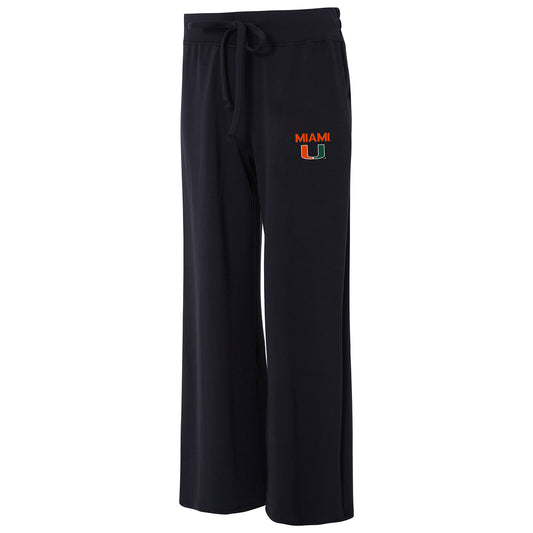 Concepts Sport Miami Hurricanes Women’s Black Darby Wide Leg Pants