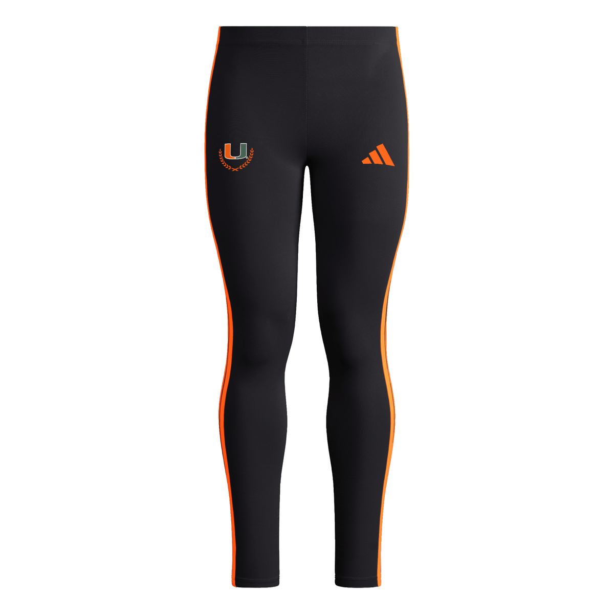 adidas Miami Hurricanes Women&#39;s Black Essentials 3-Stripe Leggings