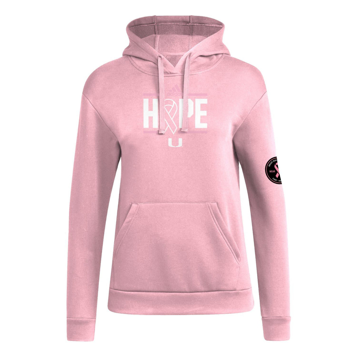 adidas Miami Hurricanes Pink Women&#39;s Breast Cancer Awareness Hoodie