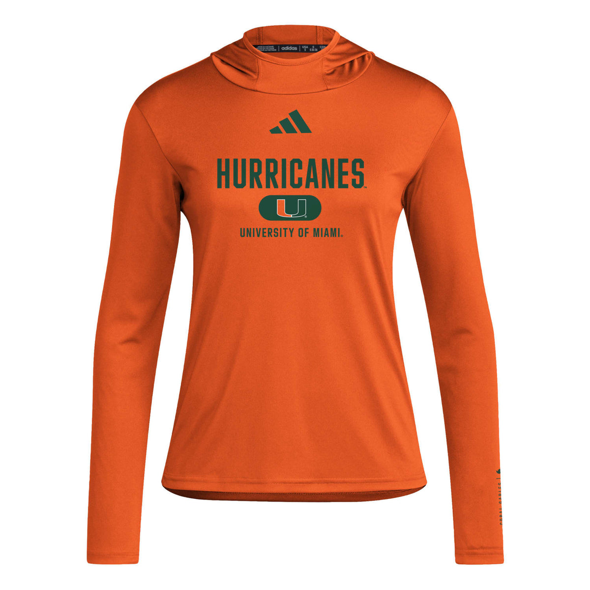 adidas Women&#39;s Miami Hurricanes Orange D4T Long Sleeve Hoody