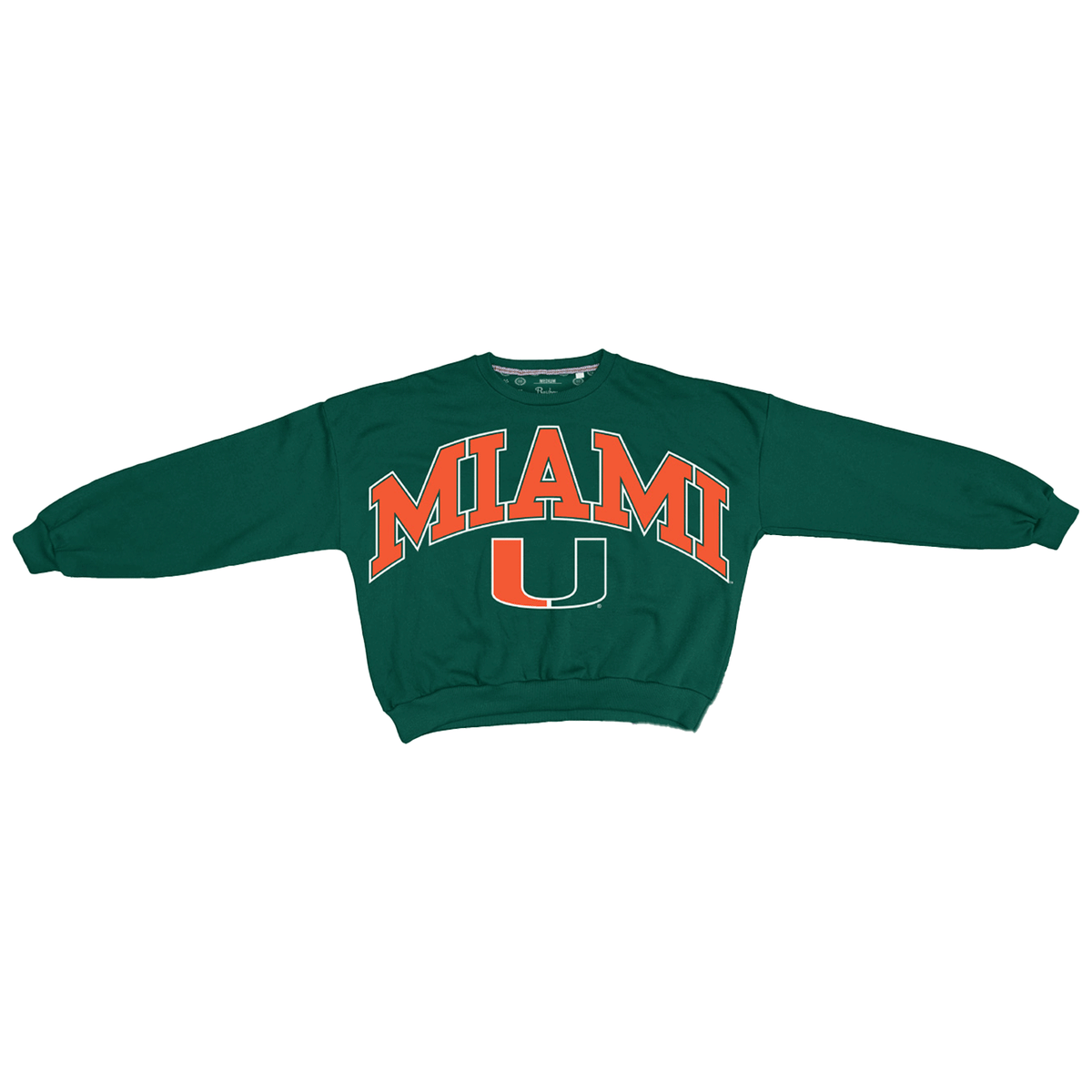 Pressbox Miami Hurricanes Women&#39;s Green Miami Logo Oversized Sweatshirt - Front View