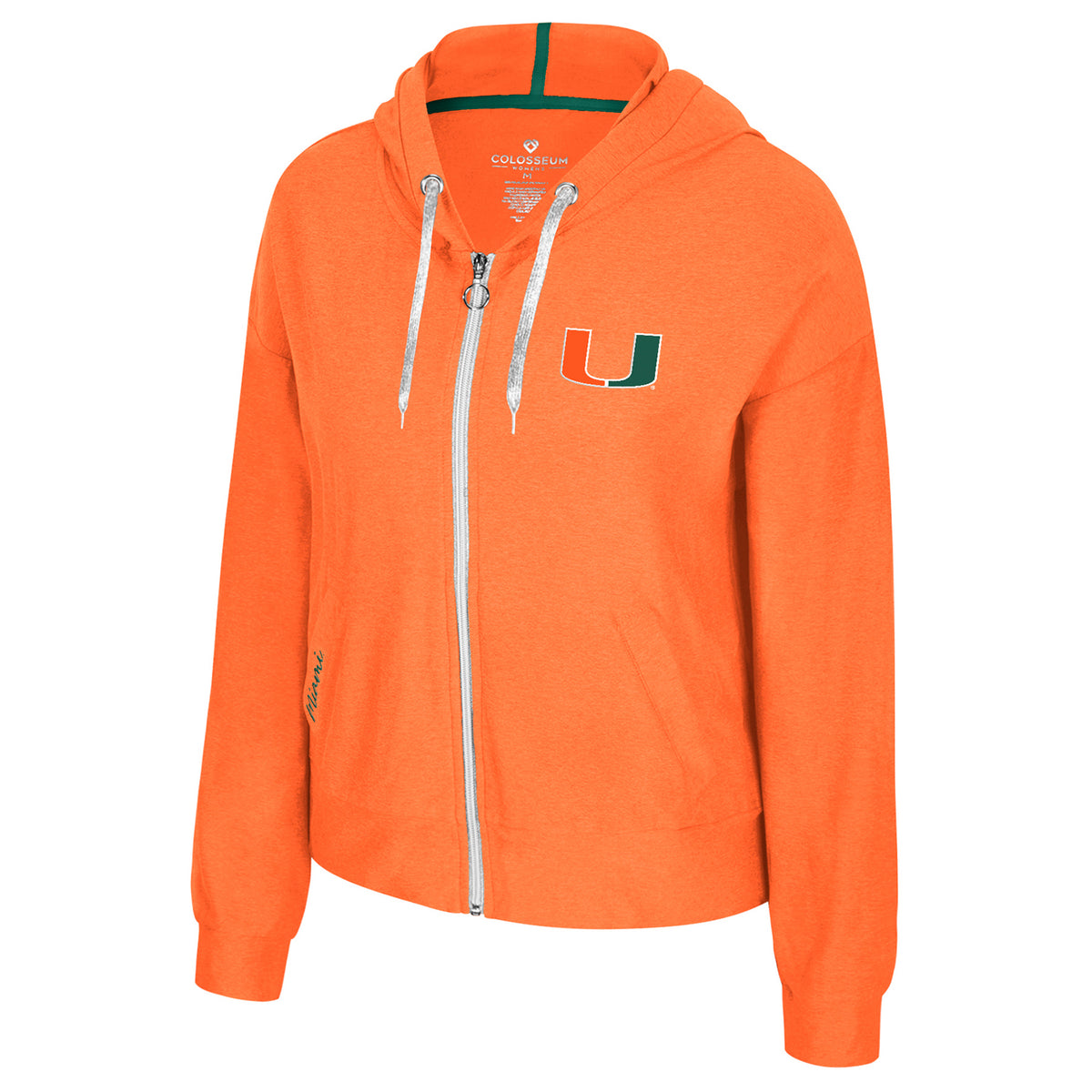 Colosseum Miami Hurricanes Womens Orange Julien Full Zip Hoodie