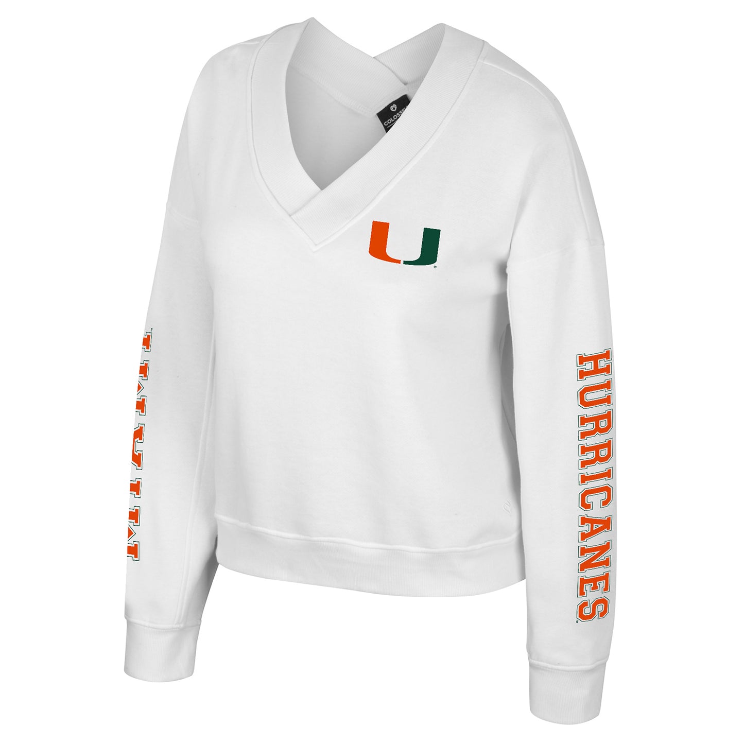 Colosseum Miami Hurricanes Womens White V-Neck Pullover