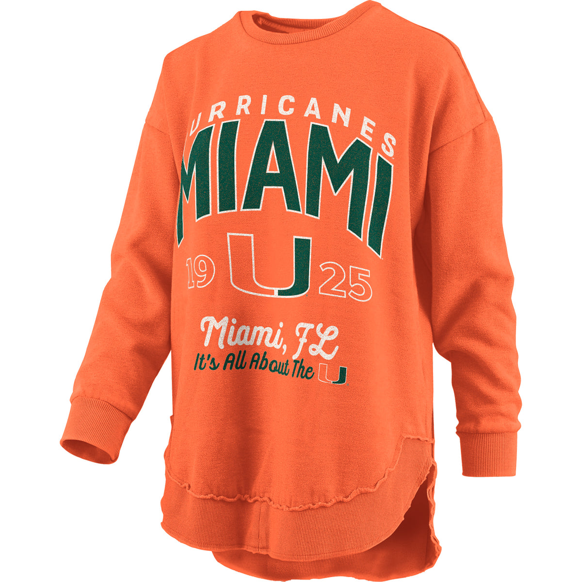 Pressbox Miami Hurricanes Women&#39;s Orange It&#39;s All About The U Poncho Sweatshirt