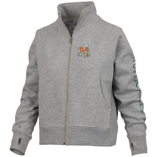 Pressbox Miami Hurricanes Women's Grey Sebastian The Ibis Zip Up Jacket