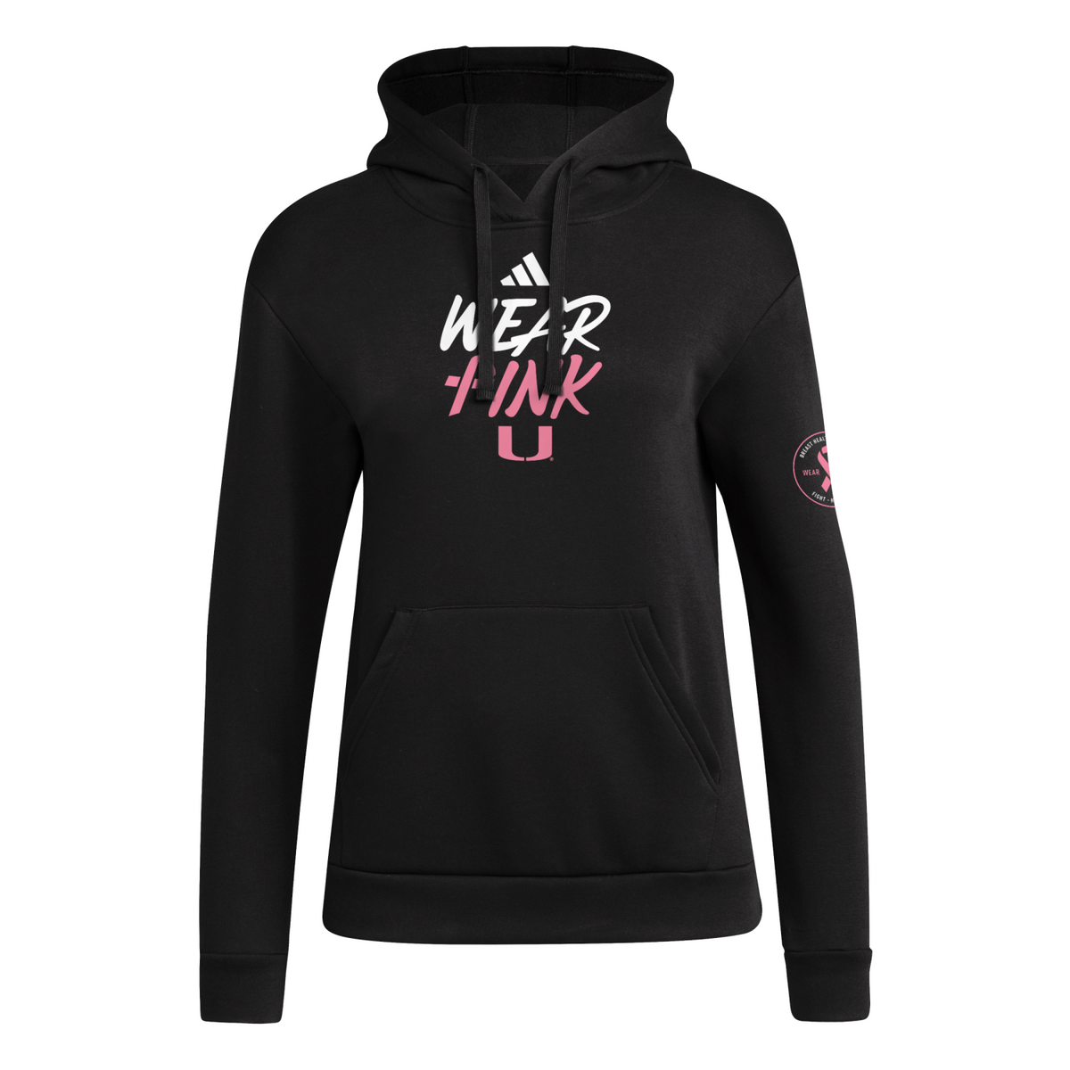 adidas Miami Hurricanes Black Women&#39;s Wear Pink U Hoodie