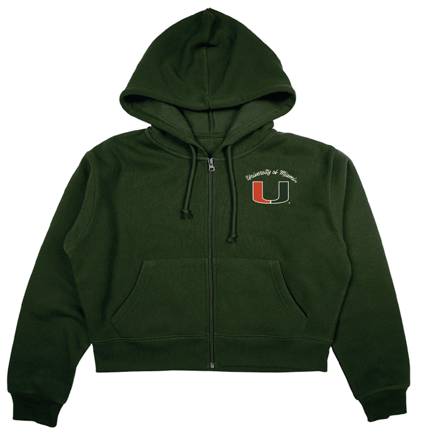 Friends Miami Hurricanes Women’s Green Cursive Zip Up Jacket