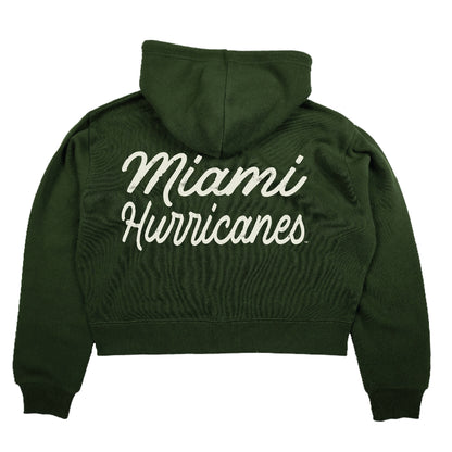 Friends Miami Hurricanes Women’s Green Cursive Zip Up Jacket