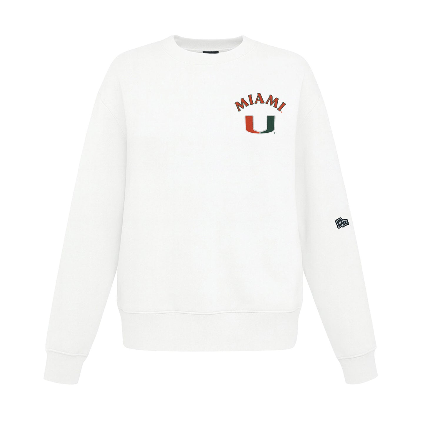 Hype & Vice Miami Hurricanes Women's White Oversized Miami Crewneck
