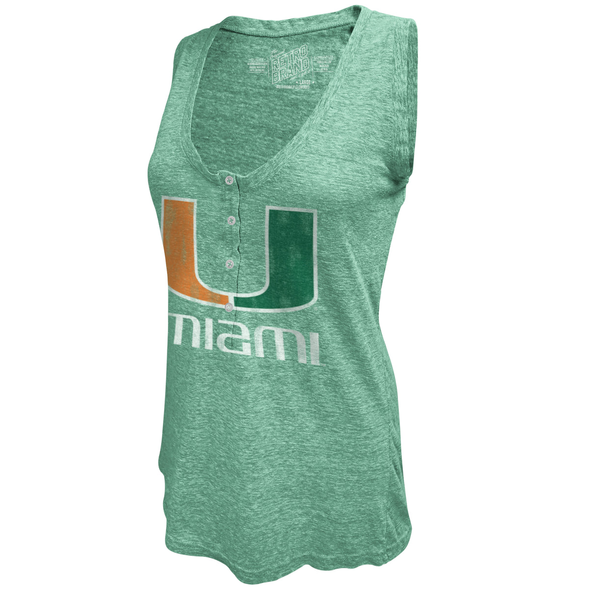 Retro Brand University of Miami Women&#39;s Distressed Green Tank